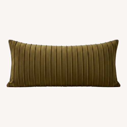 Used CB2 Gathered Green Suede Pillow for sale on AptDeco