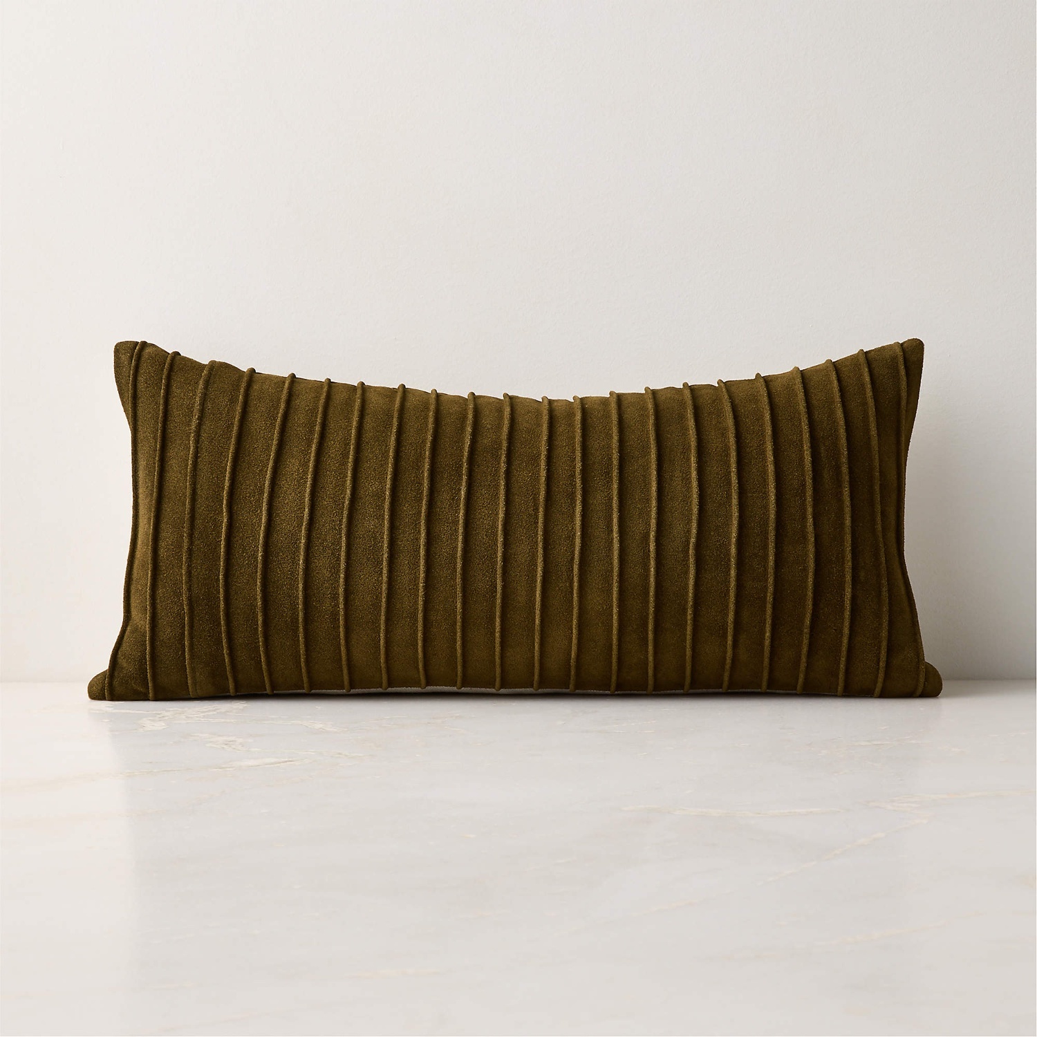 CB2 Gathered Green Suede Pillow - image-4