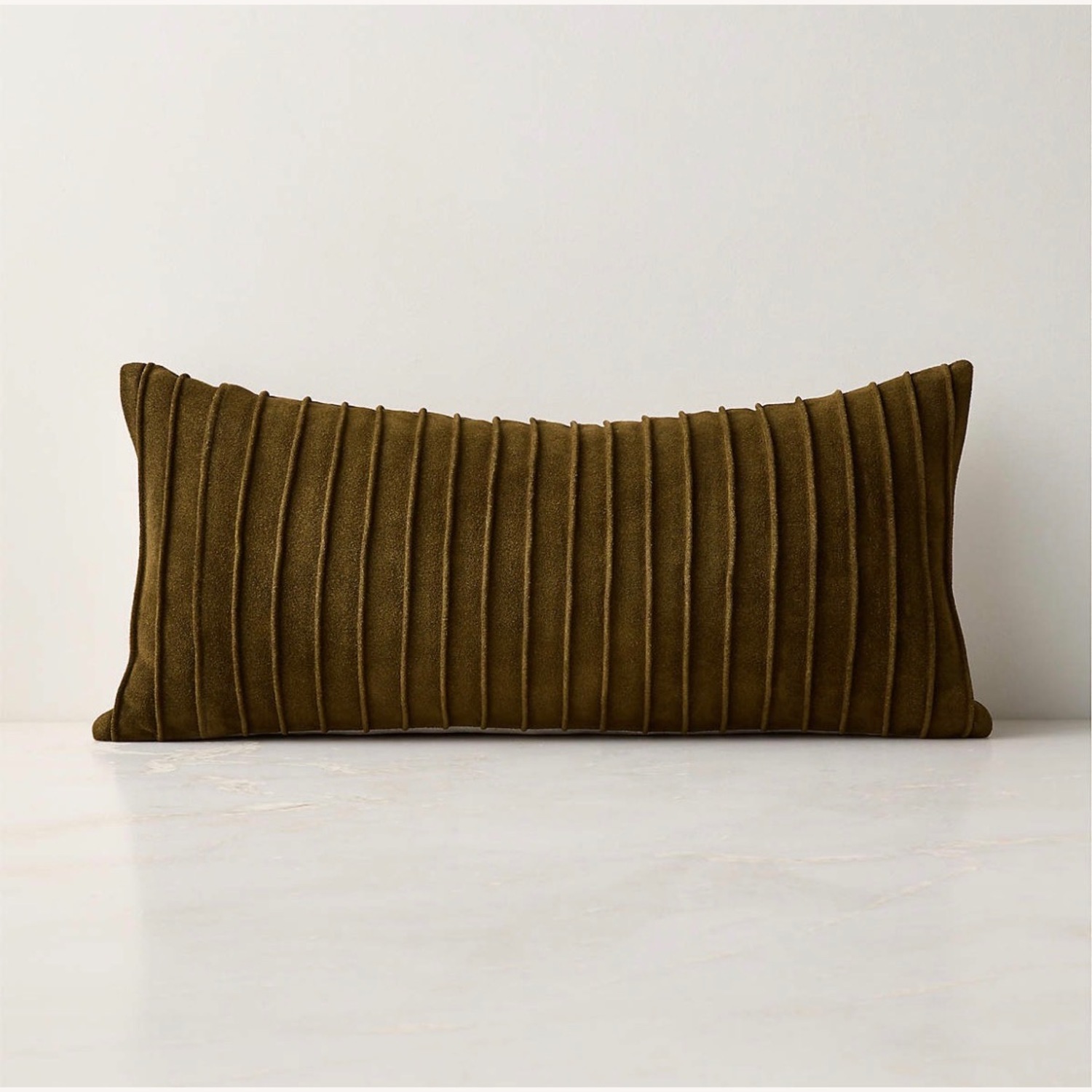 CB2 Gathered Green Suede Pillow - image-3
