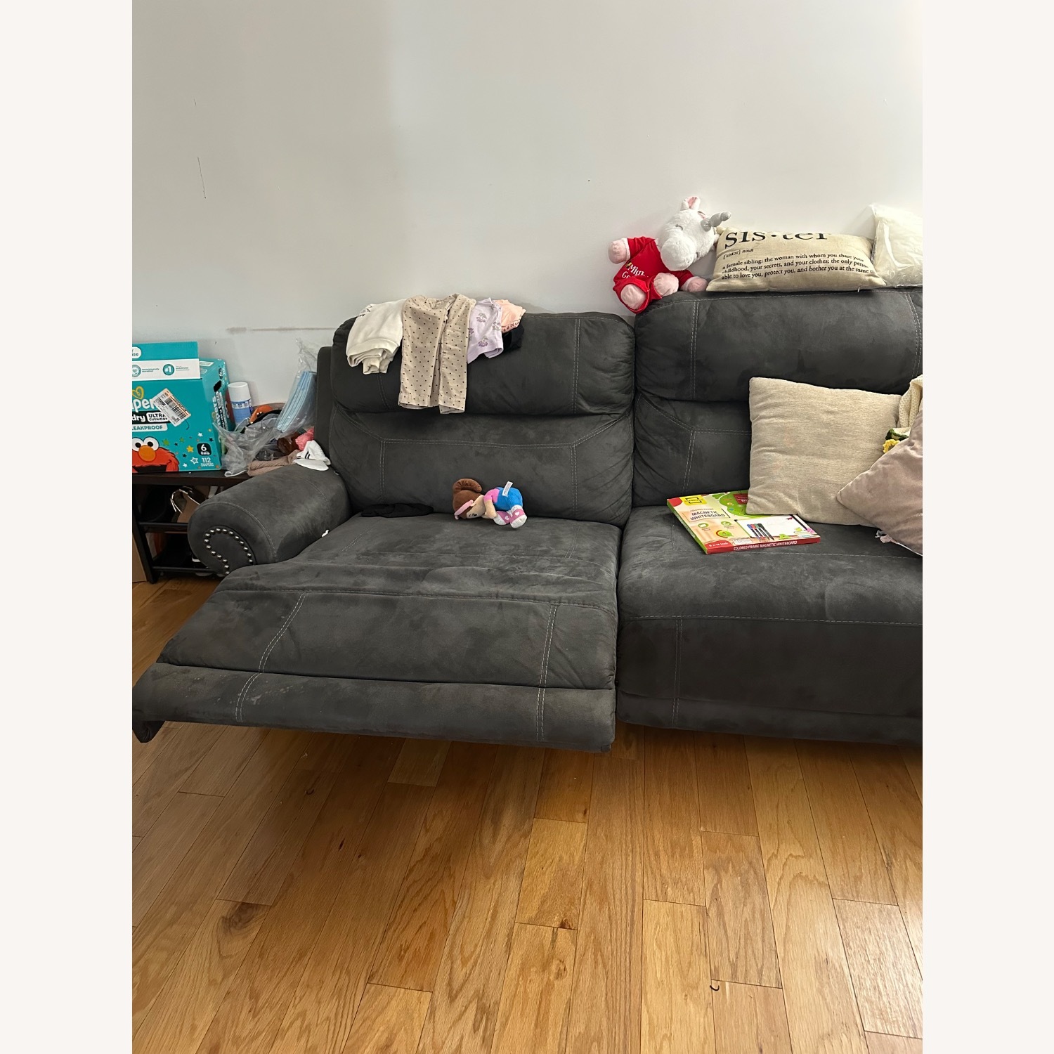 Raymour & Flanigan Microsuede 3+ Seater Sofa - image-4