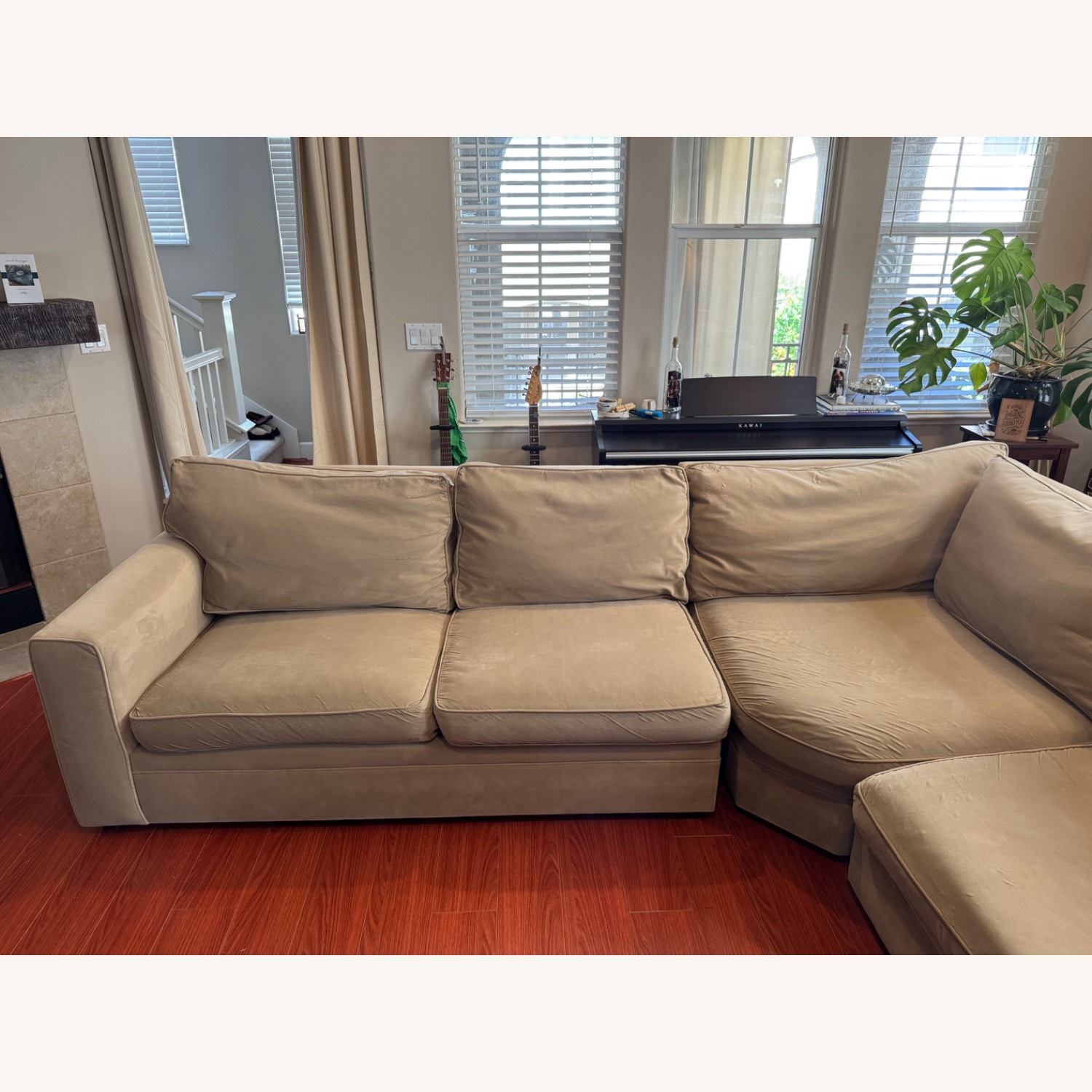 Pottery Barn Natural Velvet 3+ Piece Sectional - image-2