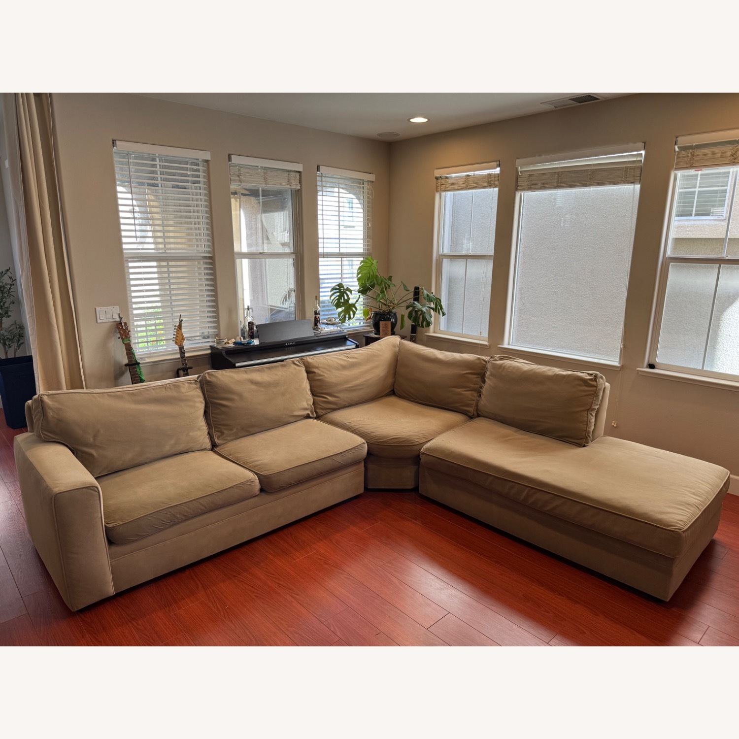 Pottery Barn Natural Velvet 3+ Piece Sectional - image-1