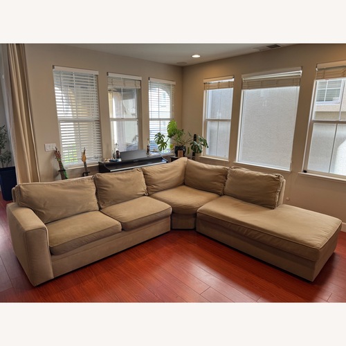 Used Pottery Barn Natural Velvet 3+ Piece Sectional for sale on AptDeco