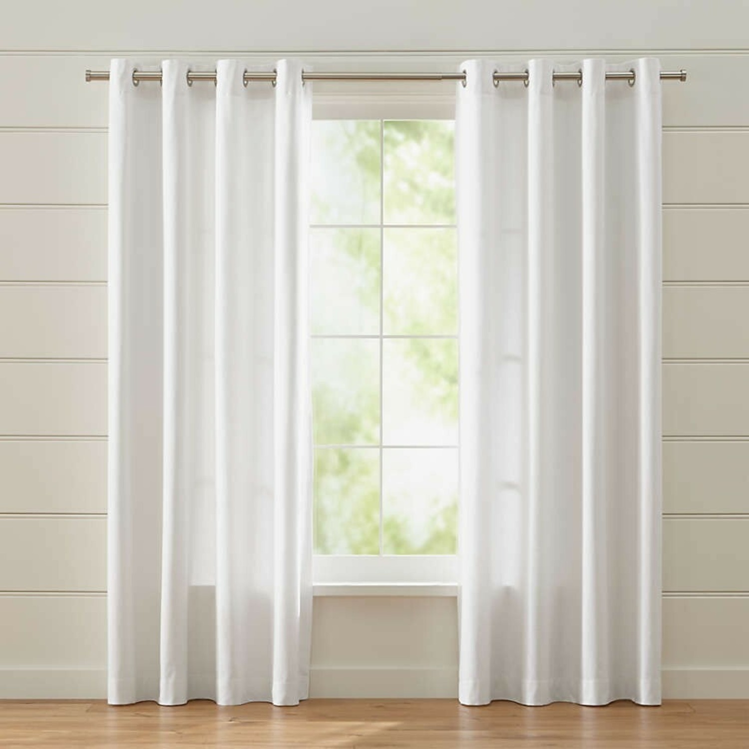 Crate & Barrel Wallace White Fabric Curtain - image-0