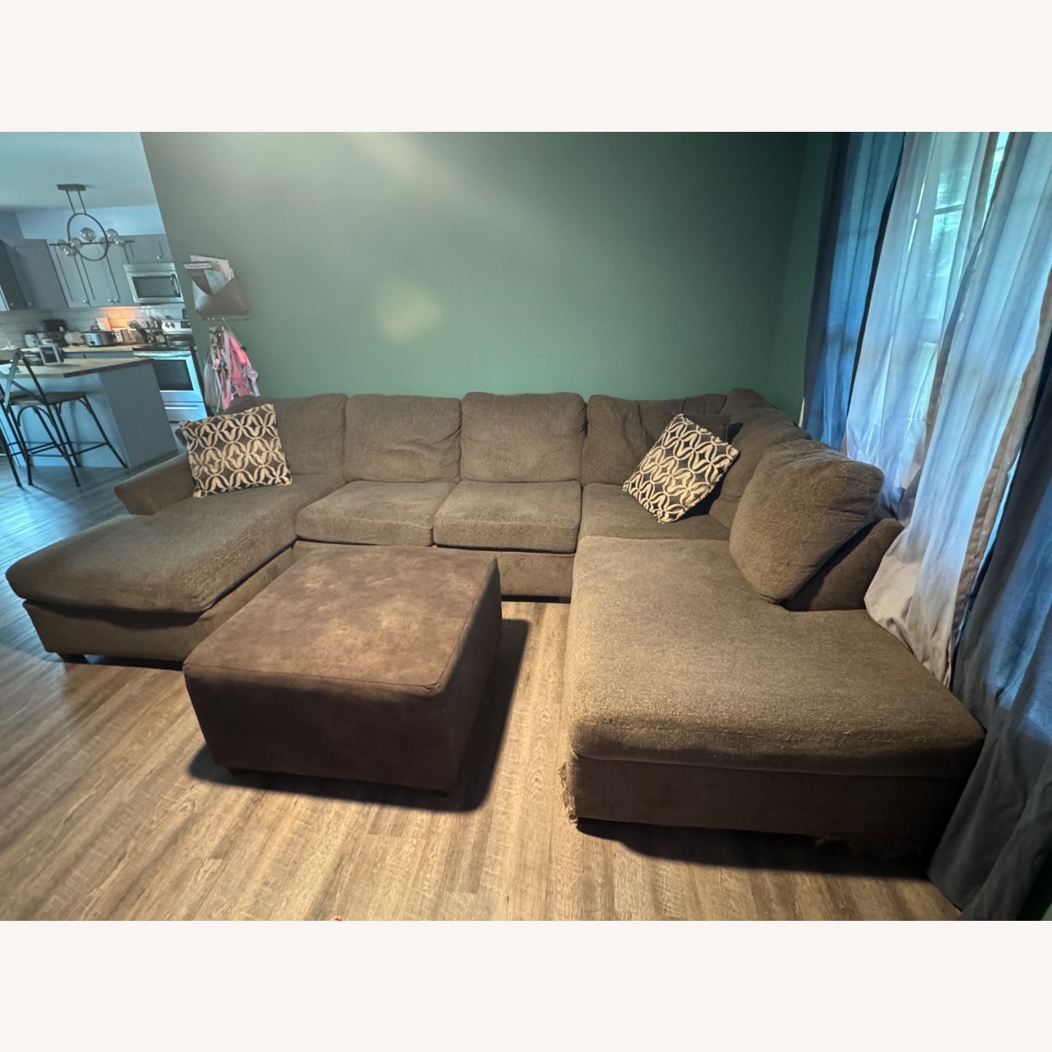Dark Brown Fabric 3+ Piece Sectional - image-2