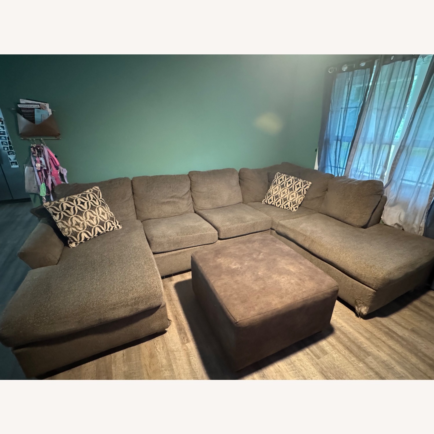 Dark Brown Fabric 3+ Piece Sectional - image-1