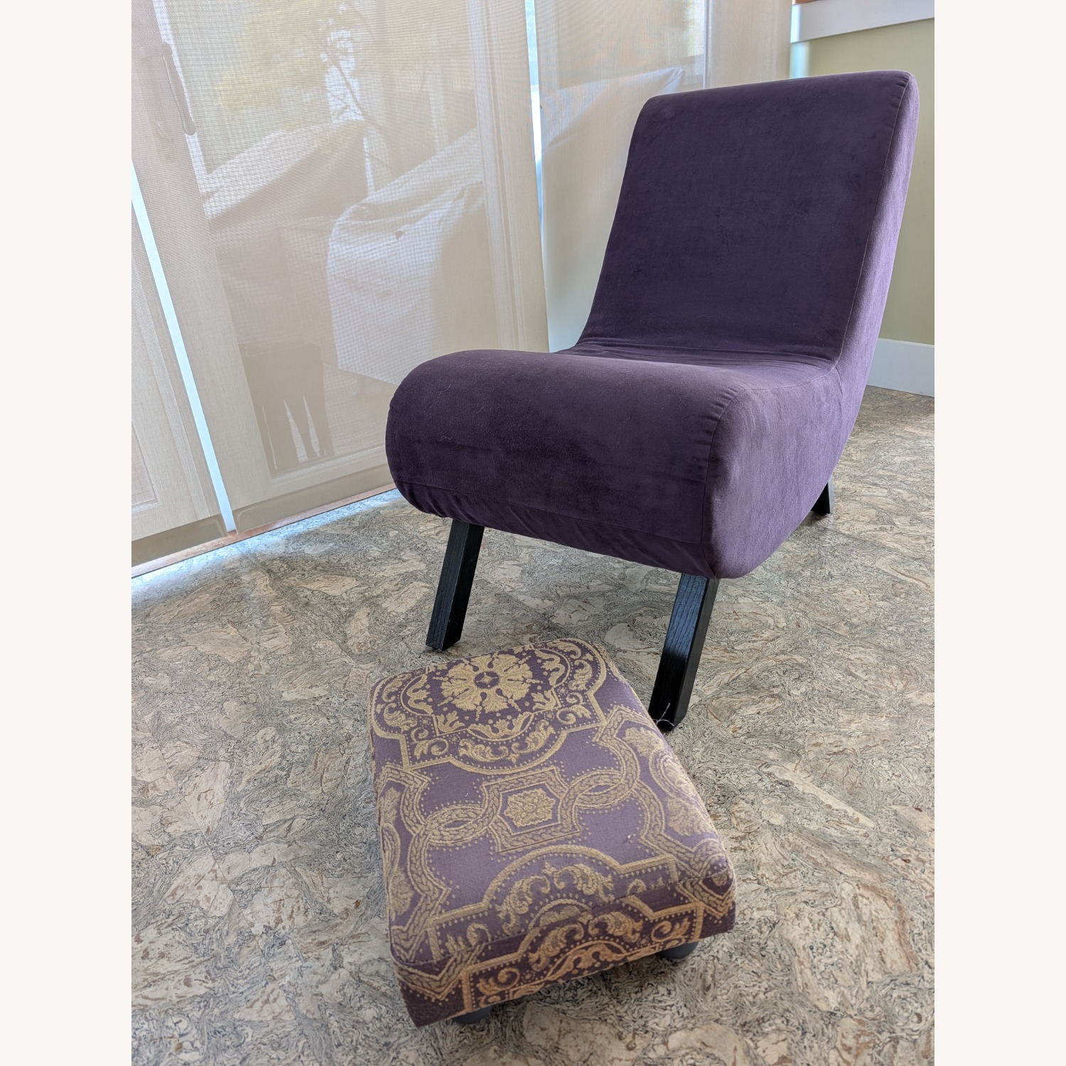 Purple Accent Chair & Footstool - image-3