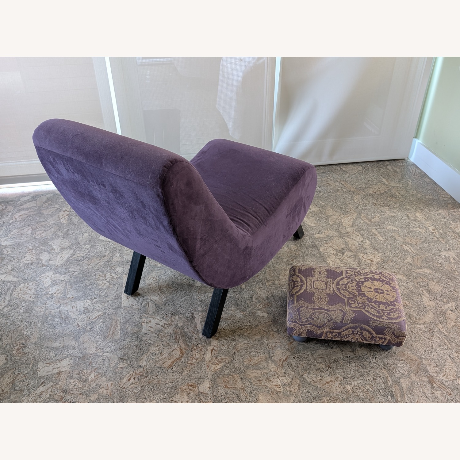 Purple Accent Chair & Footstool - image-4