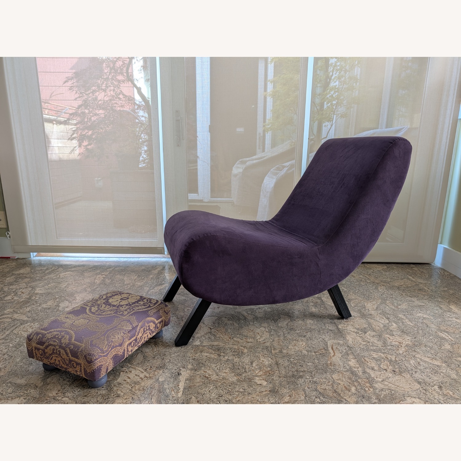 Purple Accent Chair & Footstool - image-5