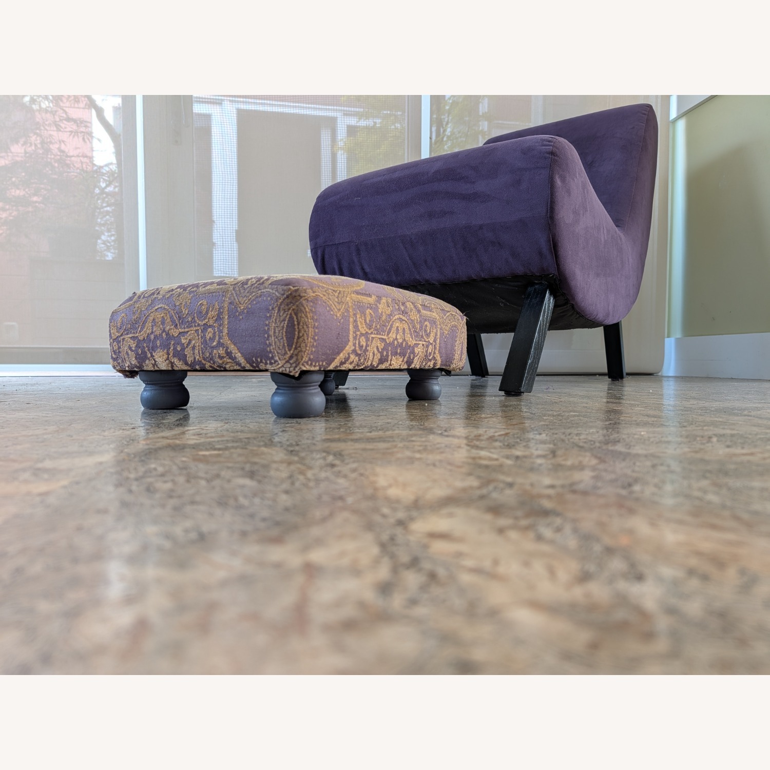 Purple Accent Chair & Footstool - image-6