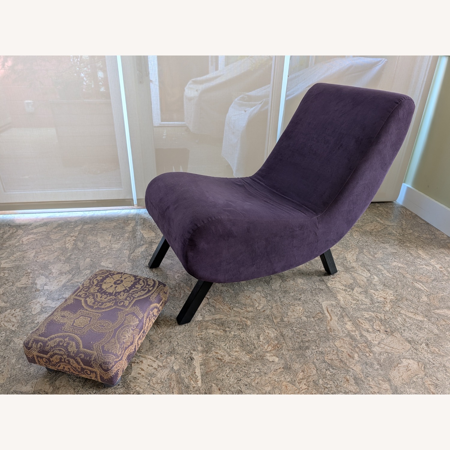 Purple Accent Chair & Footstool - image-1