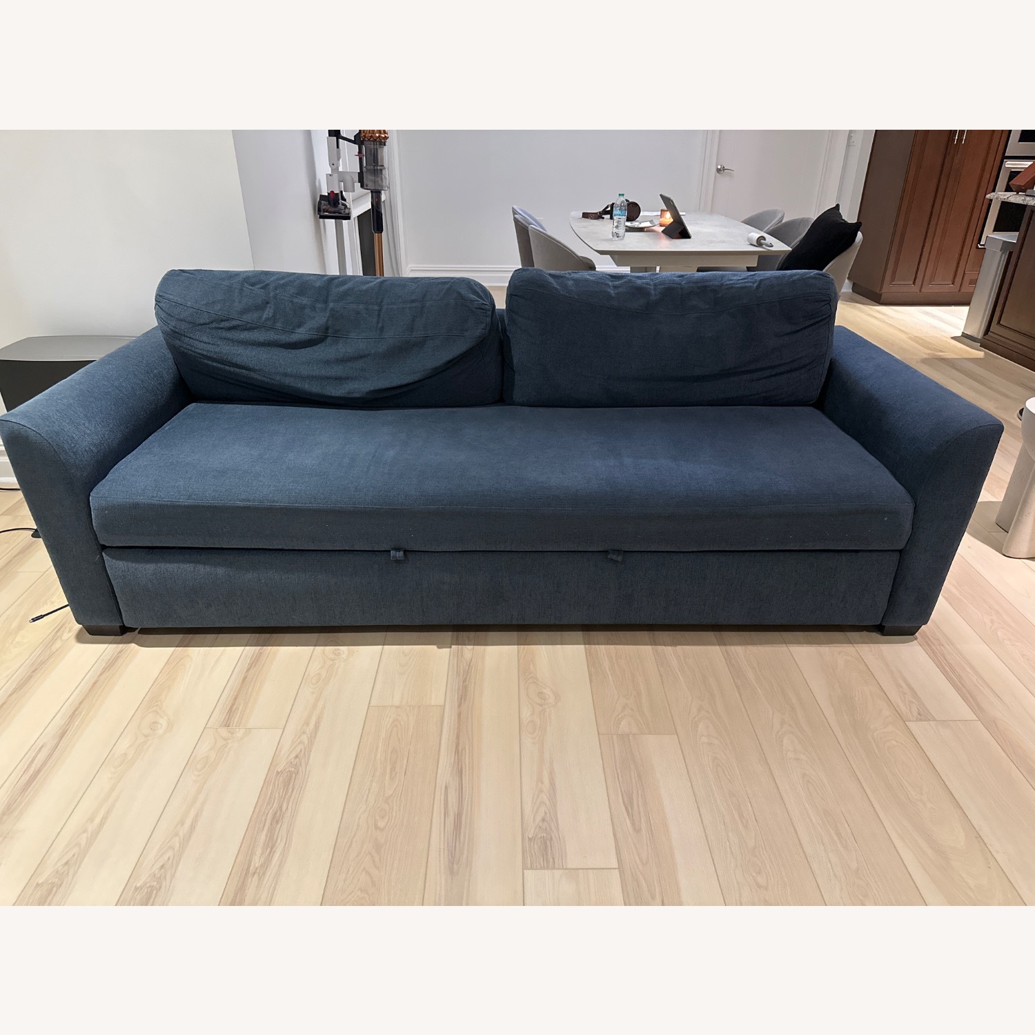 Crate & Barrel Blue Bedford 93" Queen Trundle Sleeper Sofa - image-5