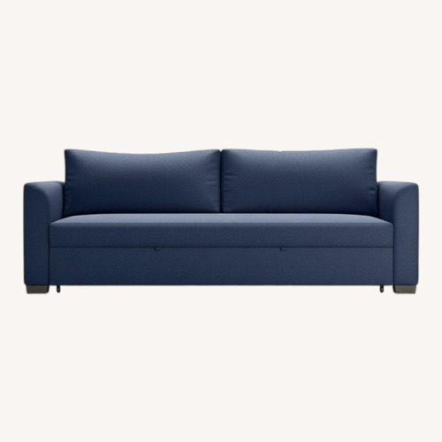 Used Crate & Barrel Blue Bedford 93" Queen Trundle Sleeper Sofa for sale on AptDeco