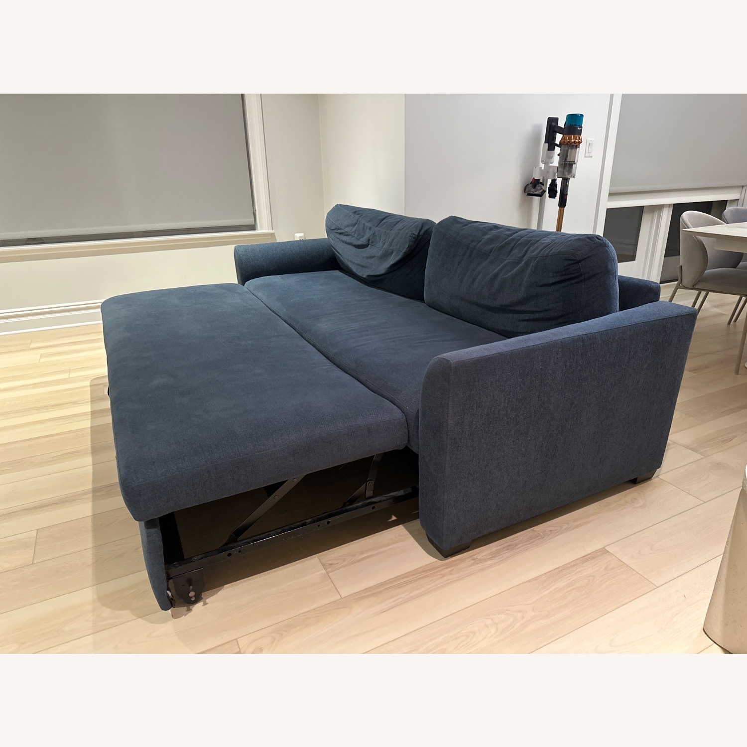 Crate & Barrel Blue Bedford 93" Queen Trundle Sleeper Sofa - image-2
