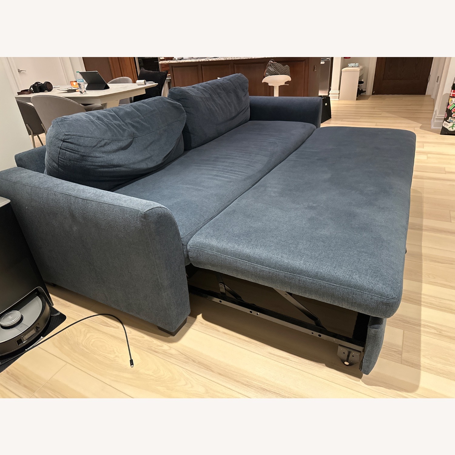 Crate & Barrel Blue Bedford 93" Queen Trundle Sleeper Sofa - image-4