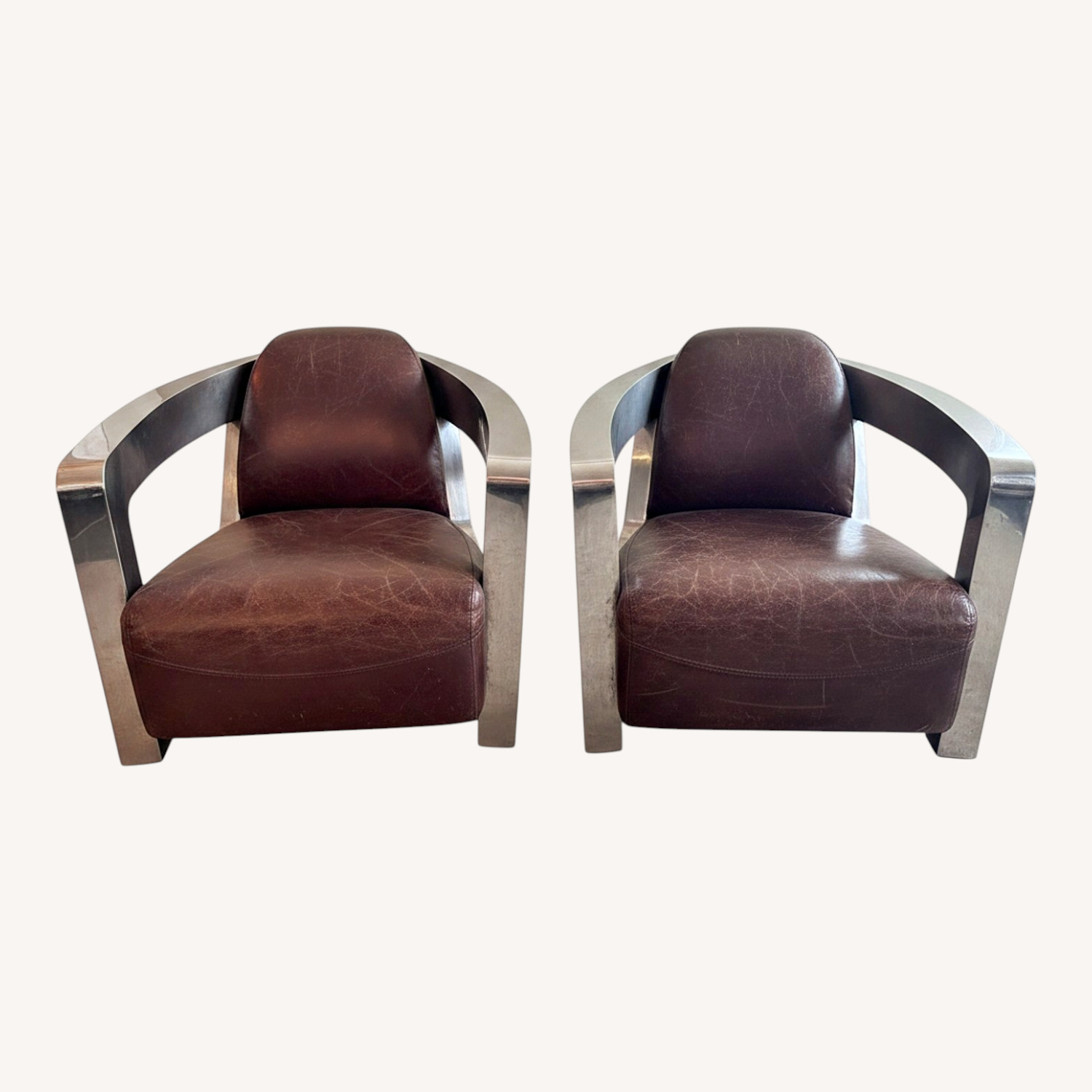 Moe's Salzburg Chrome and Leather Accent Chairs - image-0