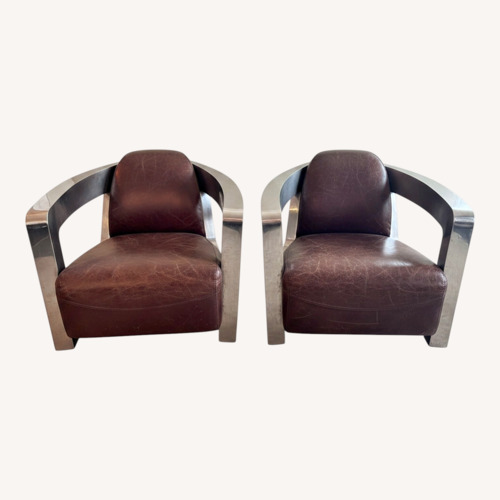 Used Moe's Salzburg Chrome and Leather Accent Chairs for sale on AptDeco