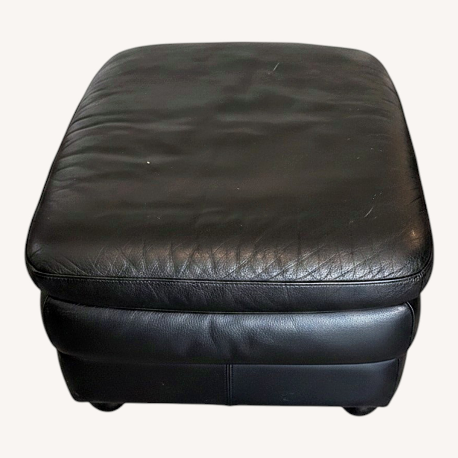 Vintage/Antique Finds Black Leather Ottoman - image-0