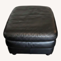 Vintage/Antique Finds Black Leather Ottoman