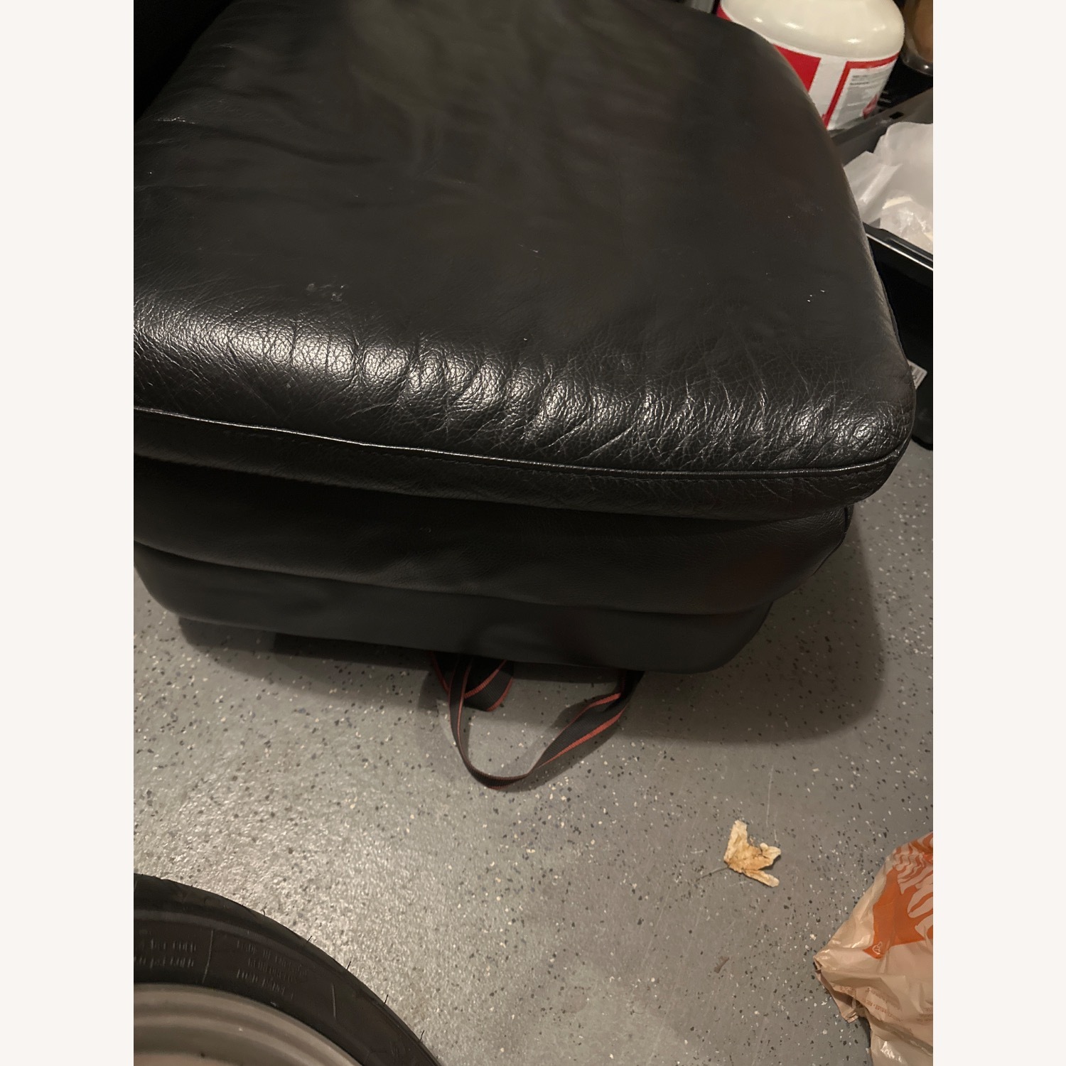 Vintage/Antique Finds Black Leather Ottoman - image-1