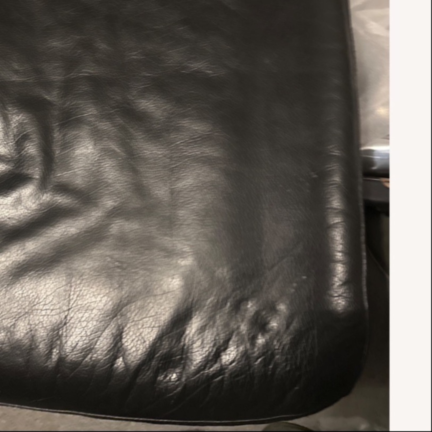 Vintage/Antique Finds Black Leather Ottoman - image-4