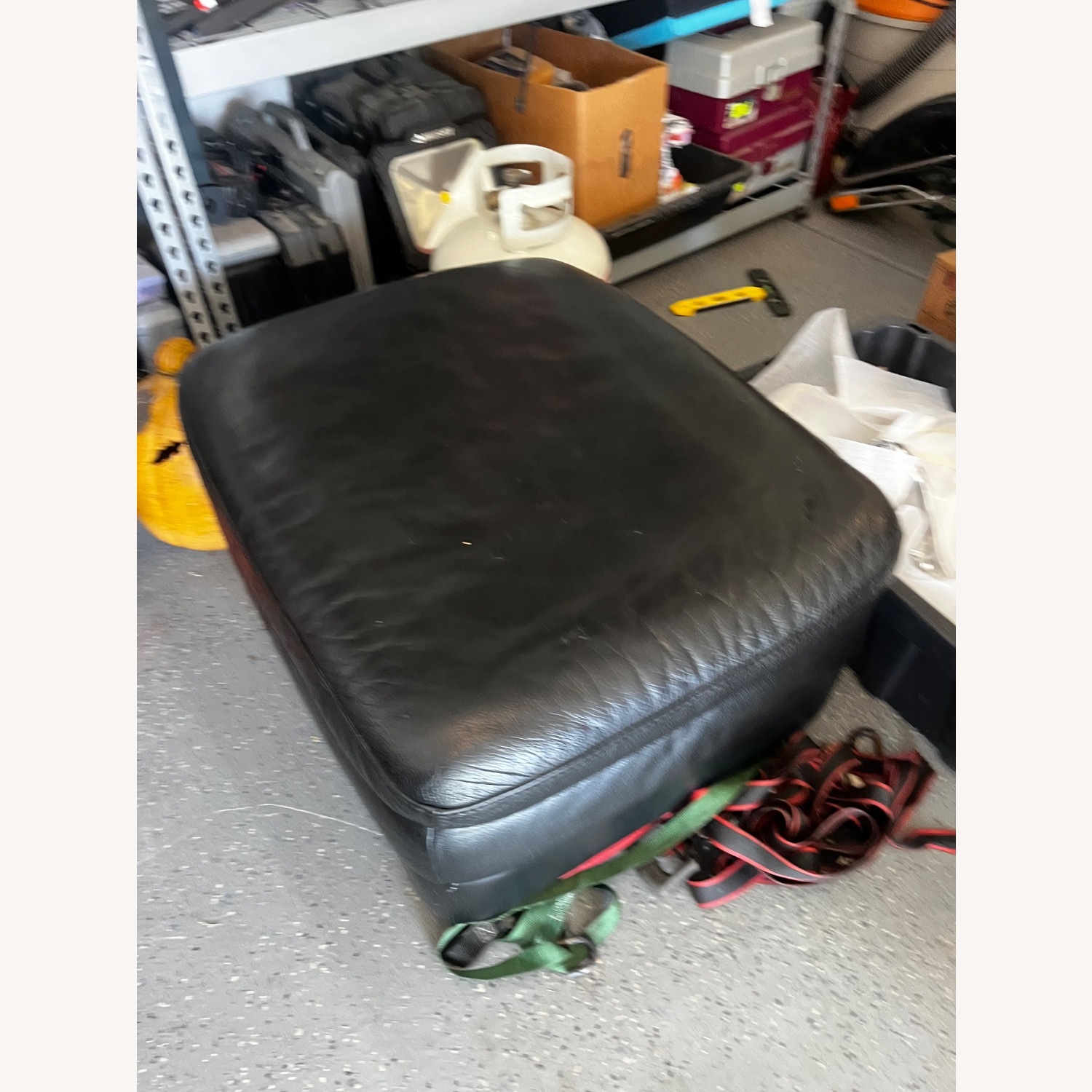 Vintage/Antique Finds Black Leather Ottoman - image-3