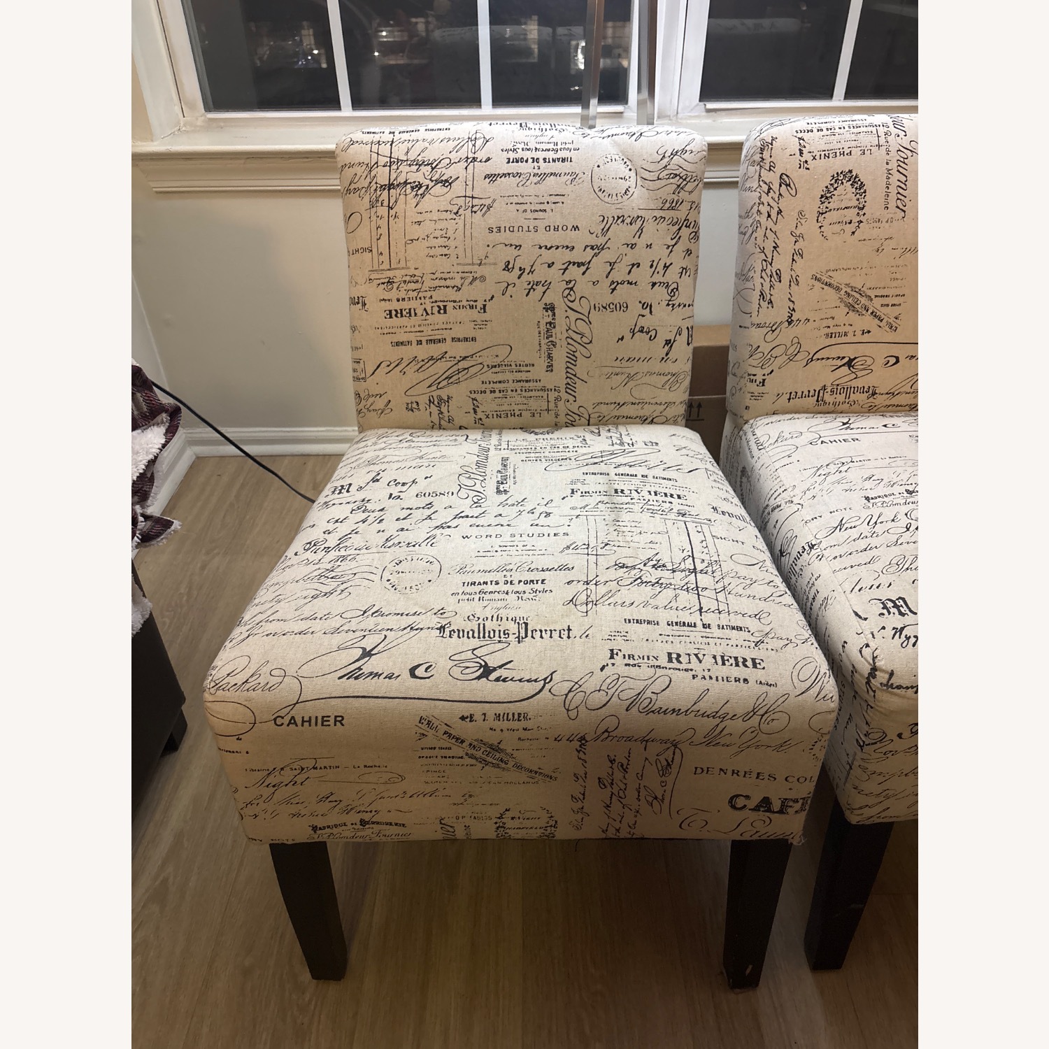 Vintage/Antique White Leather Accent Chairs - image-2