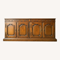 Baker French Provincial Carved Oak Sideboard Hutch