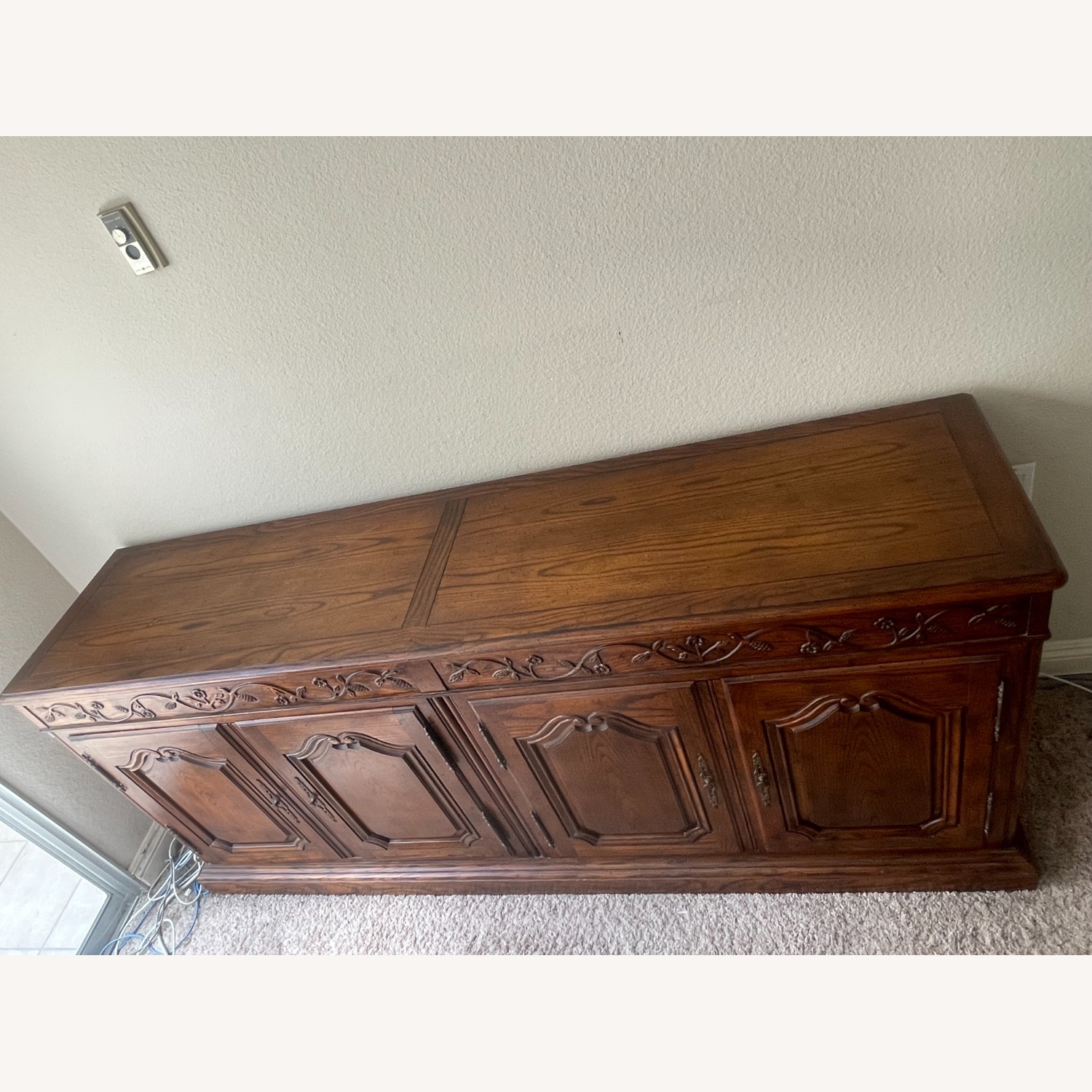 Baker French Provincial Carved Oak Sideboard Hutch - image-4