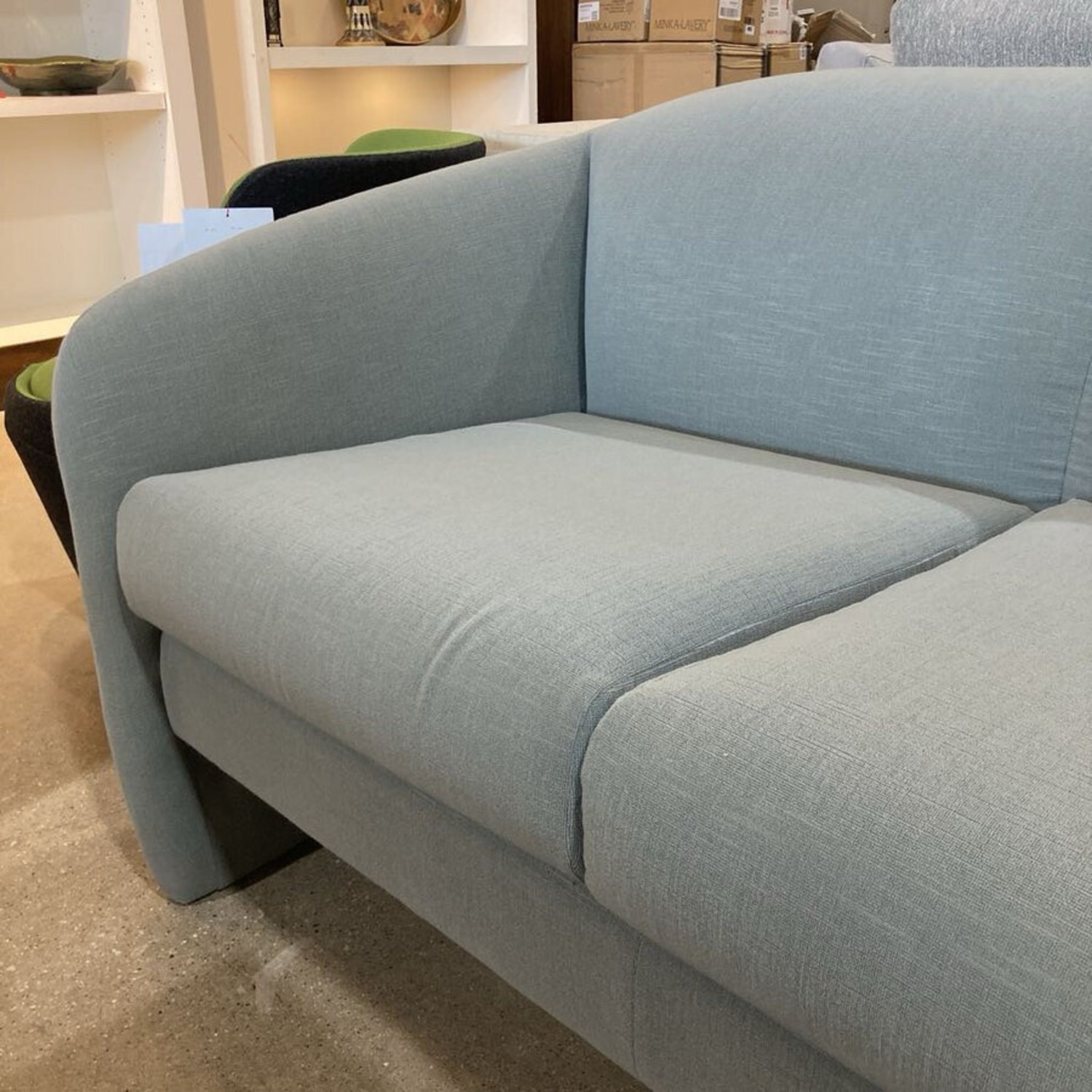 Contemporary Curved Sofa Turquoise - image-5