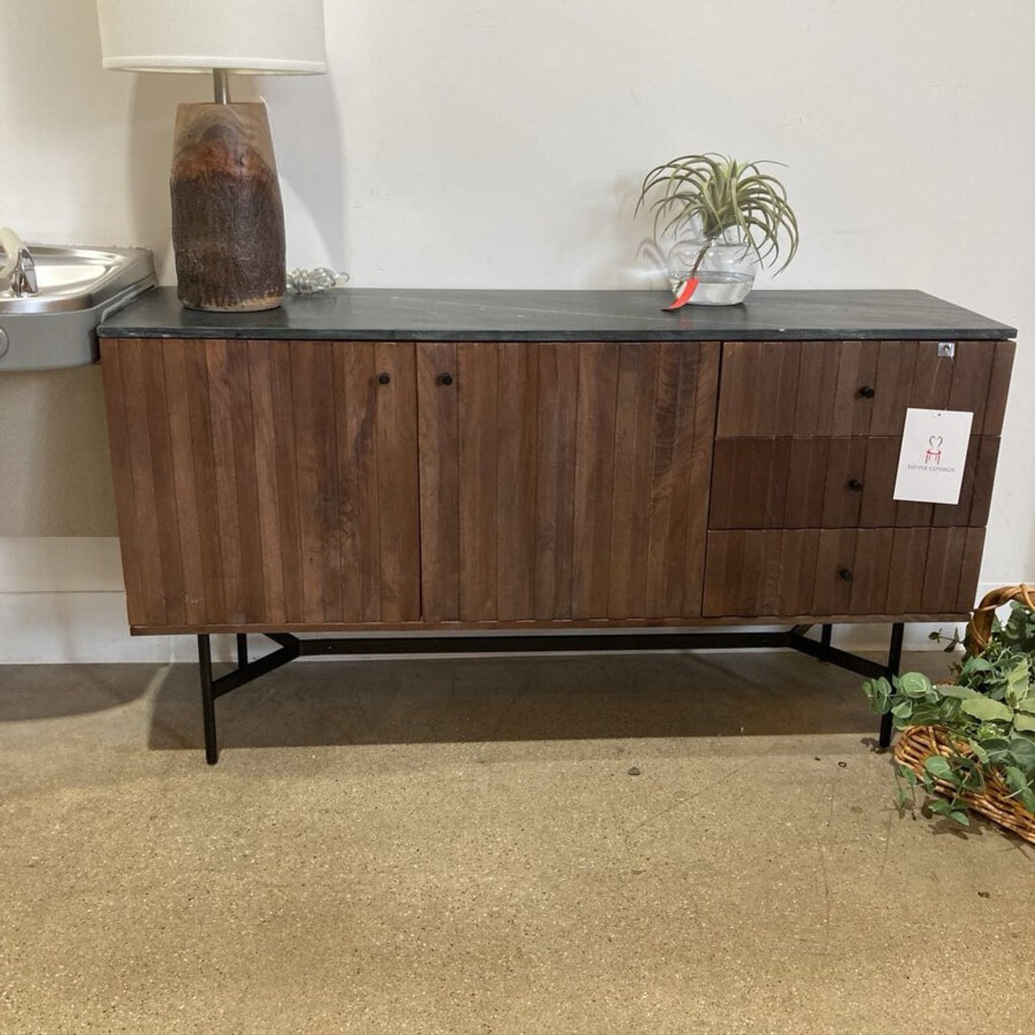 Barnford 3-Drawer Marble Top Sideboard - image-3