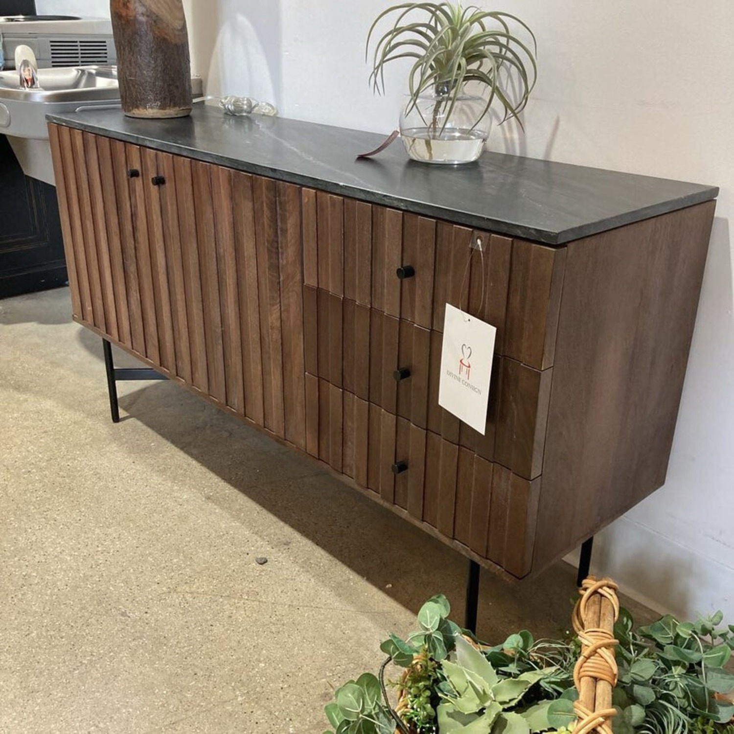 Barnford 3-Drawer Marble Top Sideboard - image-2