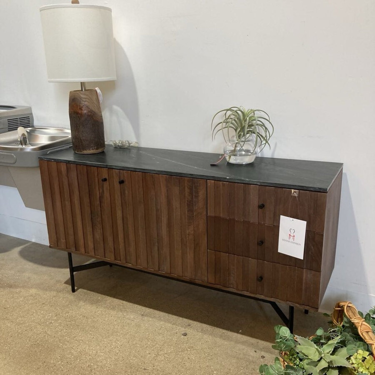 Barnford 3-Drawer Marble Top Sideboard - image-1