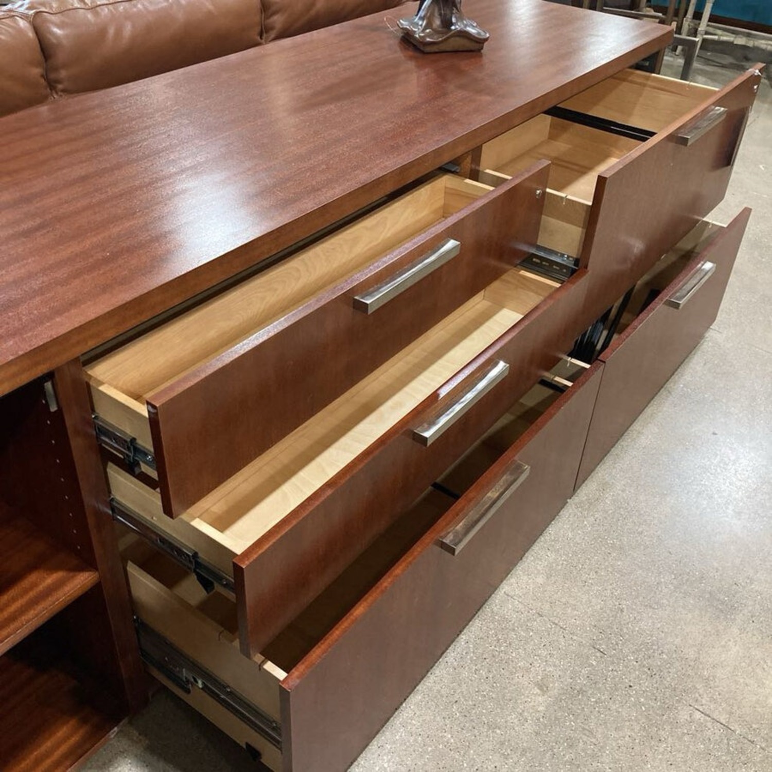 Oversized Cherry Laminate Lockable Credenza - image-6