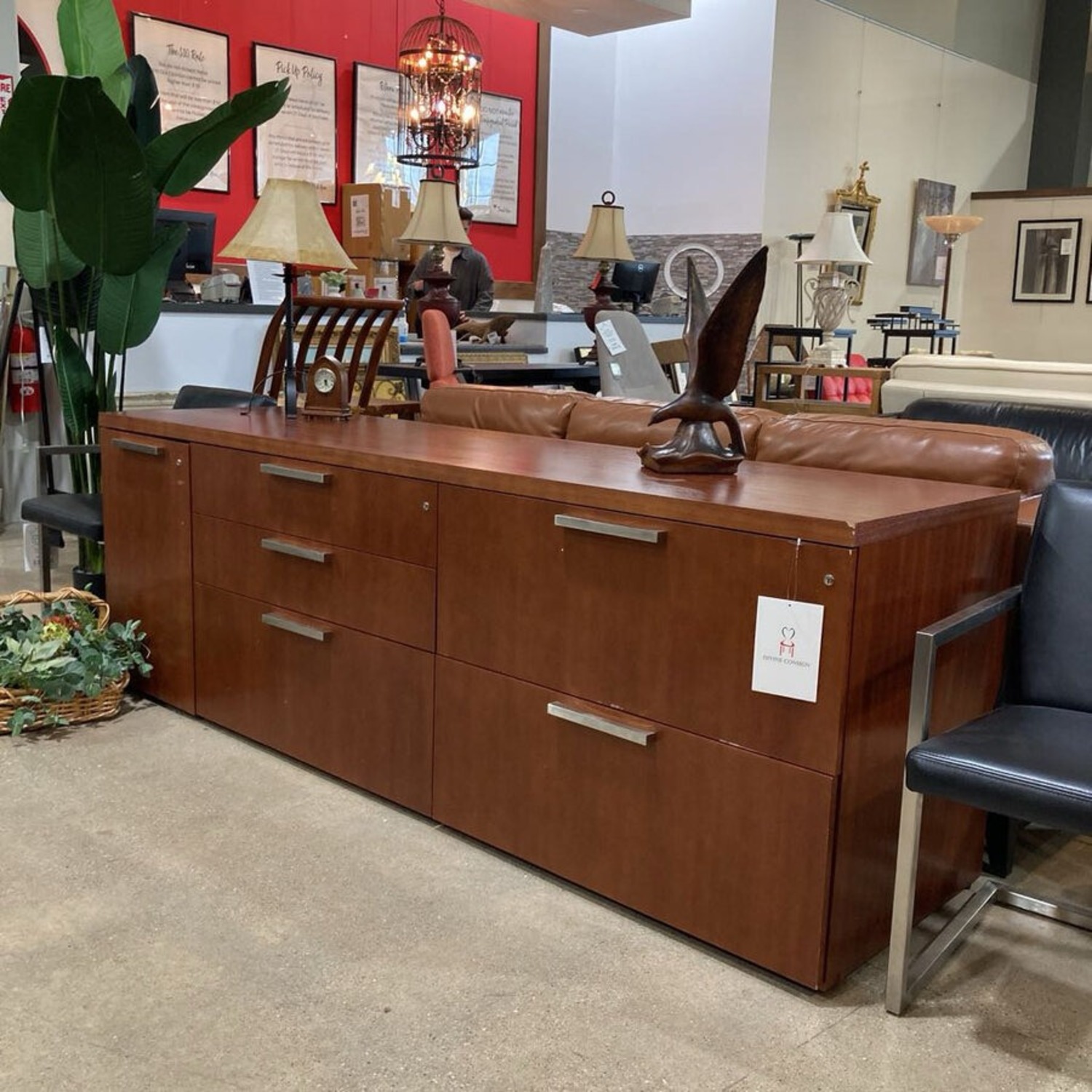 Oversized Cherry Laminate Lockable Credenza - image-2