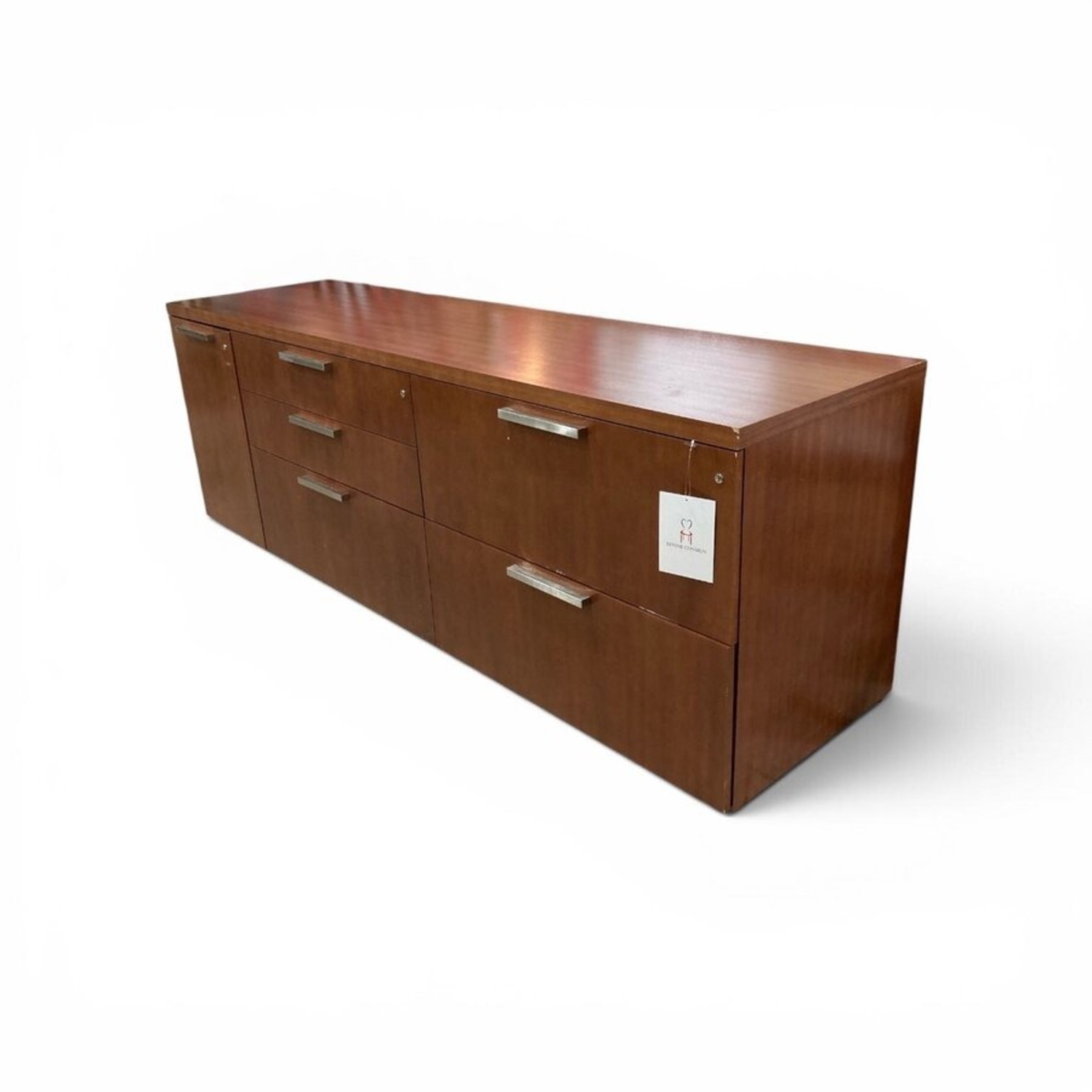 Oversized Cherry Laminate Lockable Credenza - image-1