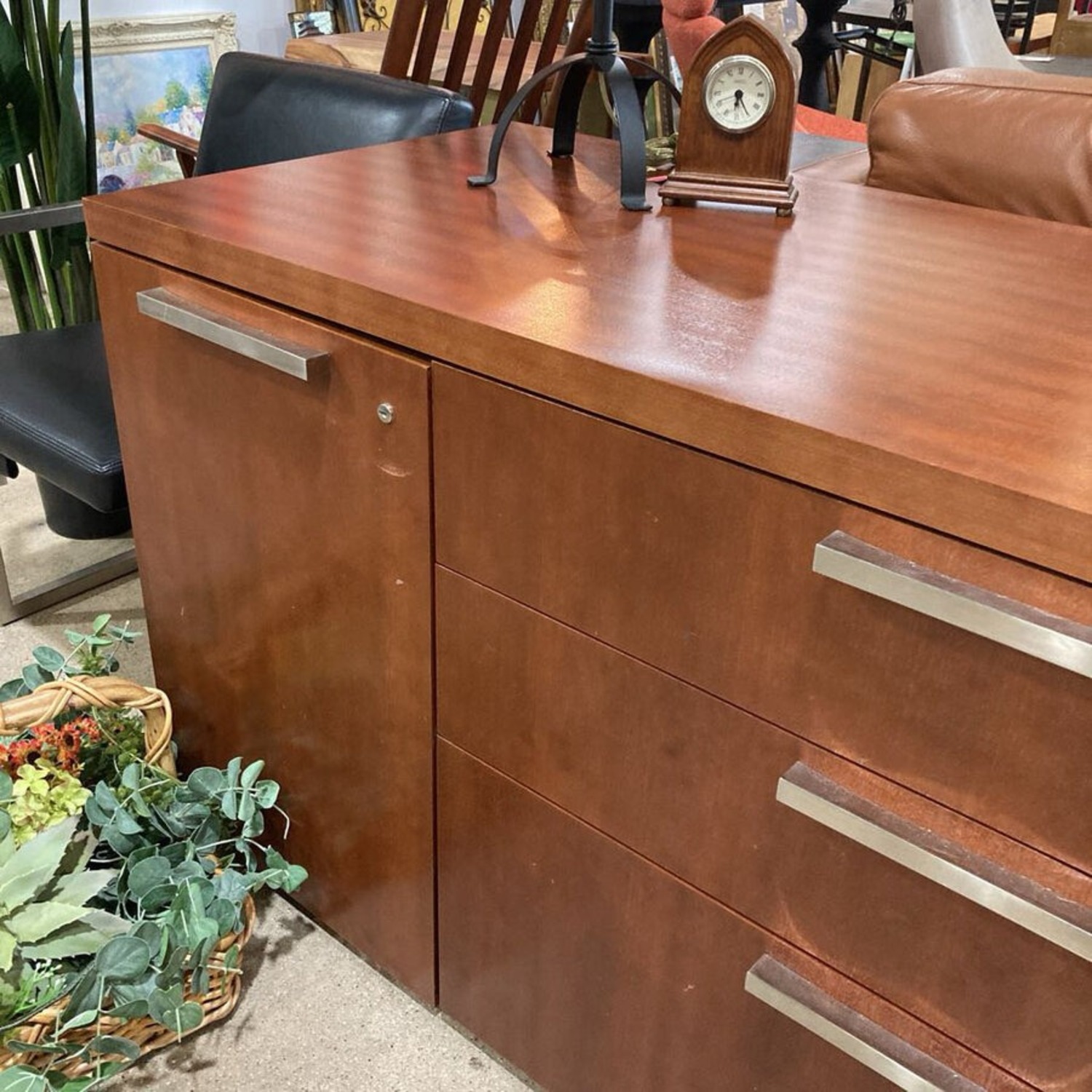 Oversized Cherry Laminate Lockable Credenza - image-4