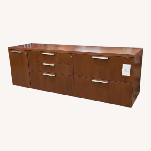 Used Oversized Cherry Laminate Lockable Credenza for sale on AptDeco