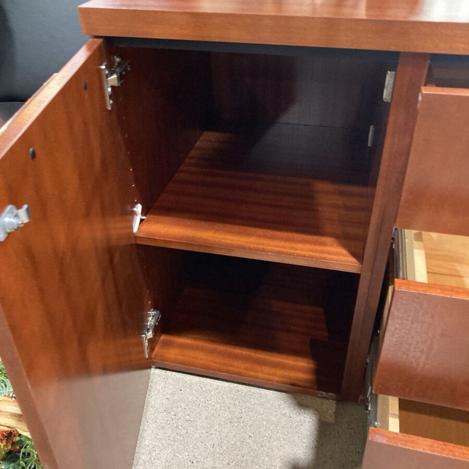 Oversized Cherry Laminate Lockable Credenza - image-7
