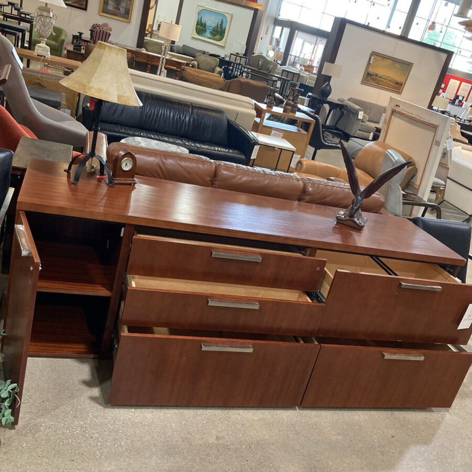 Oversized Cherry Laminate Lockable Credenza - image-5