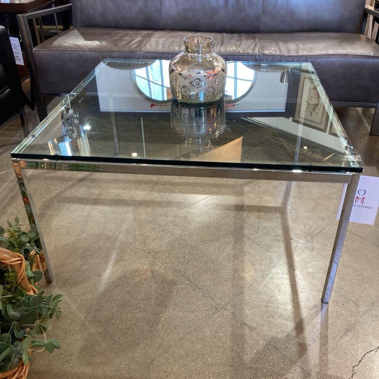 Knoll Square Chrome Base W Glass Top Coffee Table - image-2