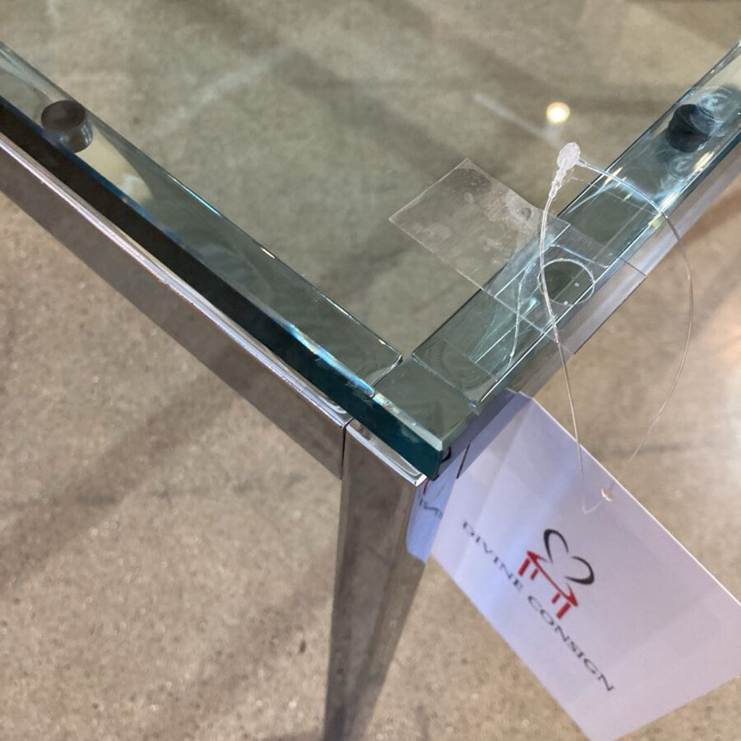 Knoll Square Chrome Base W Glass Top Coffee Table - image-4