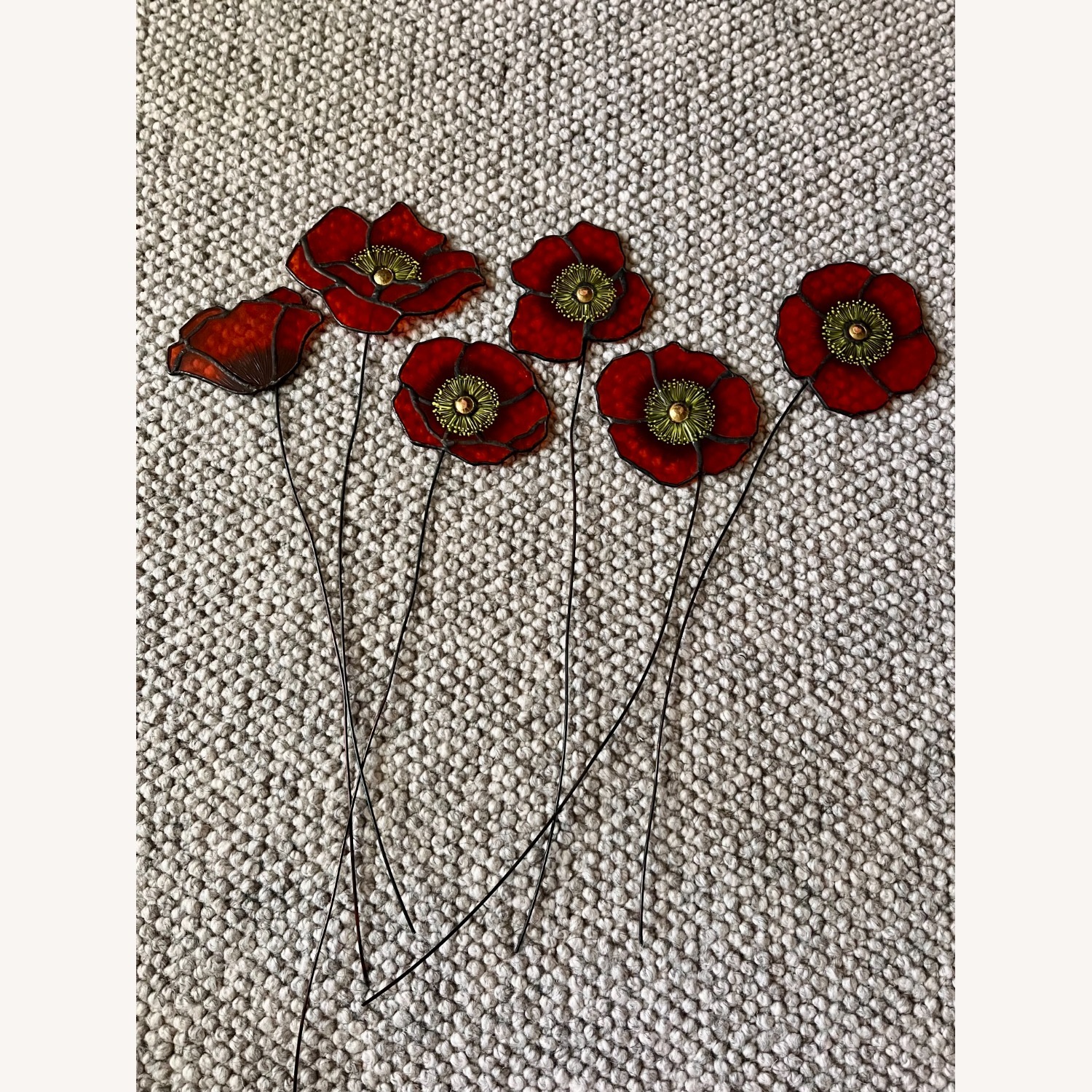 California Poppy Set of 6 Stained Glass Flowers - image-3