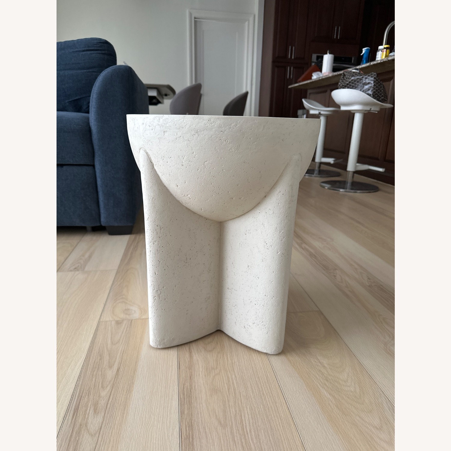 West Elm Monti (15") White Lava Stone Side Table - image-3