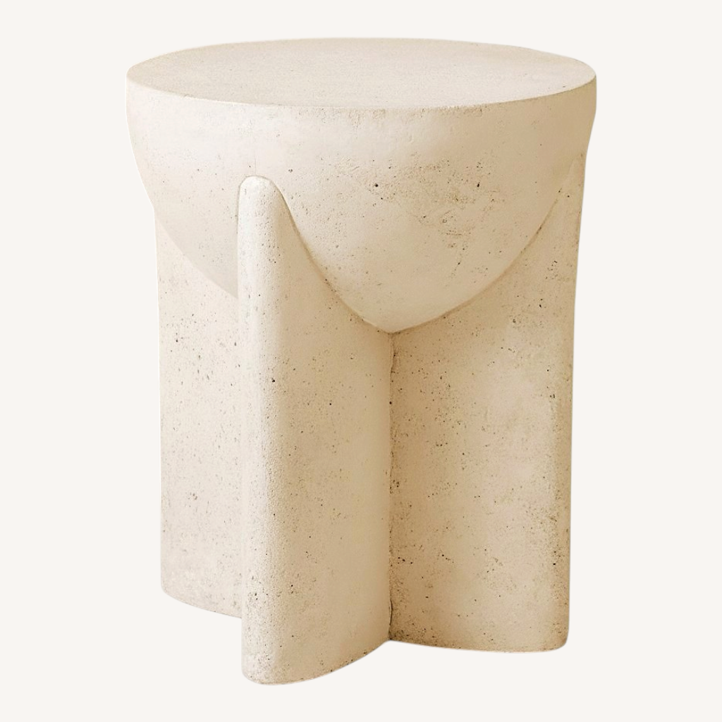 Image of West Elm Monti White Lava Stone Side Table