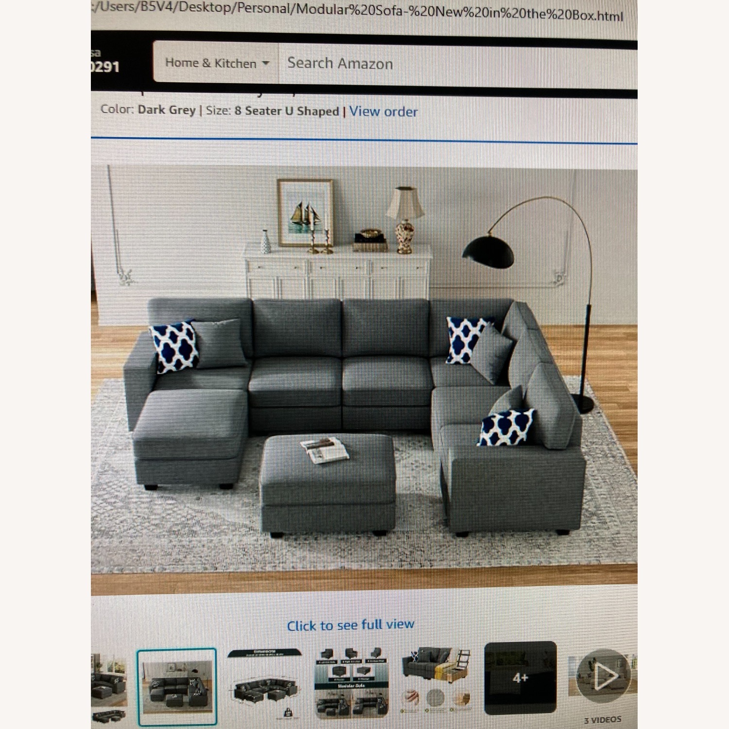 Legend Vansen Dark Gray 8 seat Modular Sectional - image-3