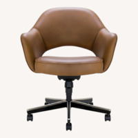 Saarinen & Eames Dark Brown Leather Office Chair