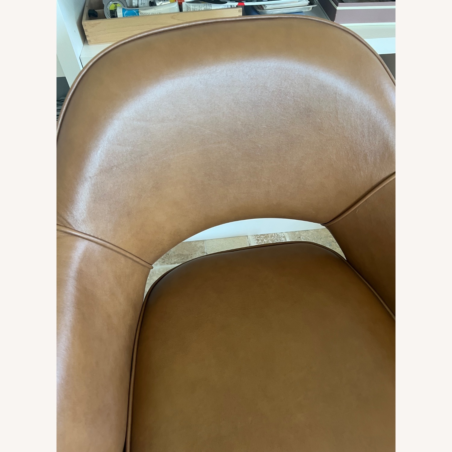 Saarinen & Eames Dark Brown Leather Office Chair - image-6
