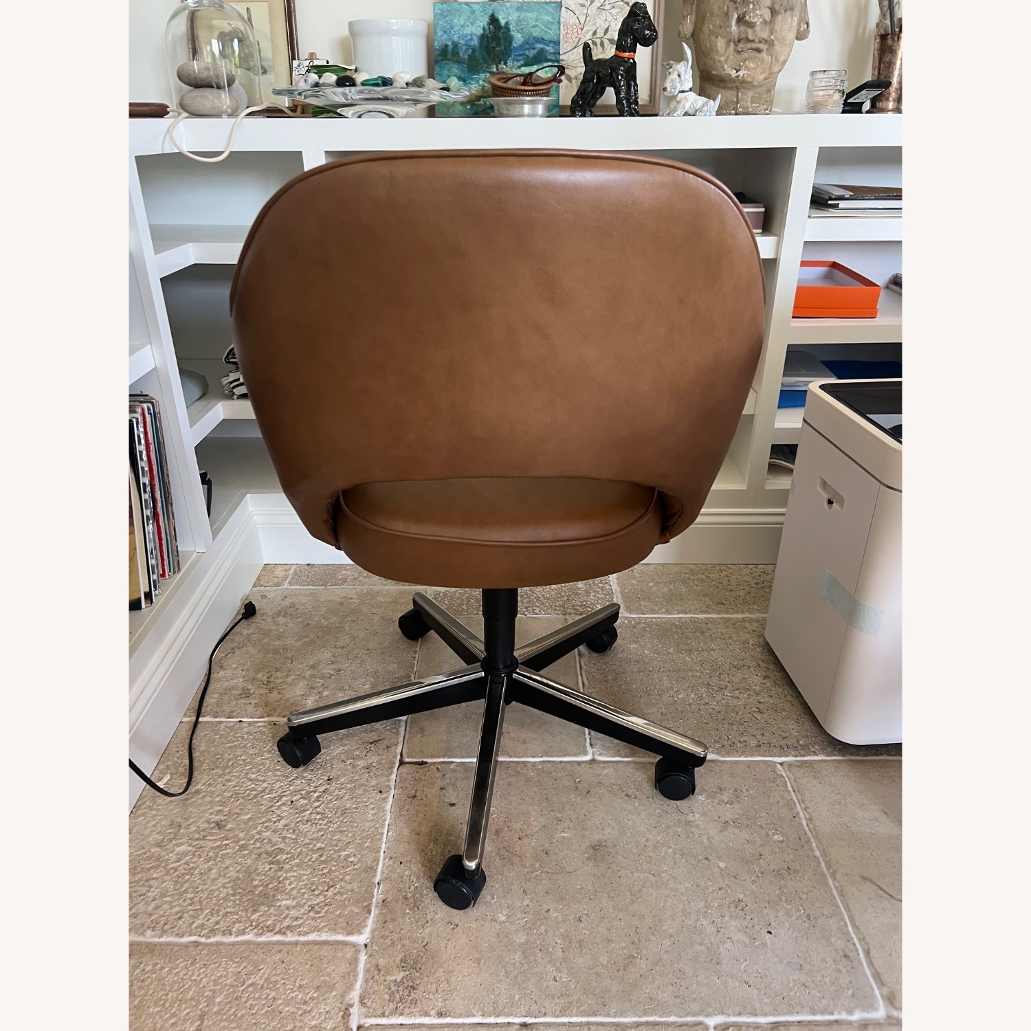 Saarinen & Eames Dark Brown Leather Office Chair - image-5
