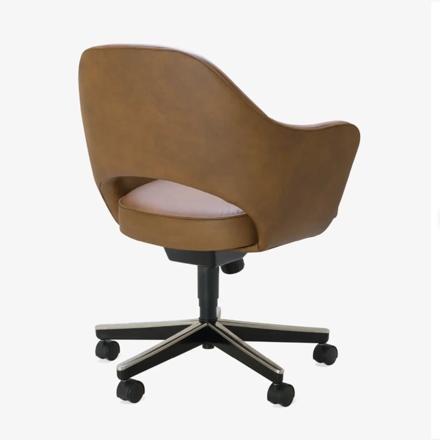 Saarinen & Eames Dark Brown Leather Office Chair - image-9